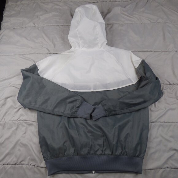 Nike Jacket Womens Small Gray White Full Zip Hooded Jacket Pockets running Runin - Picture 6 of 8
